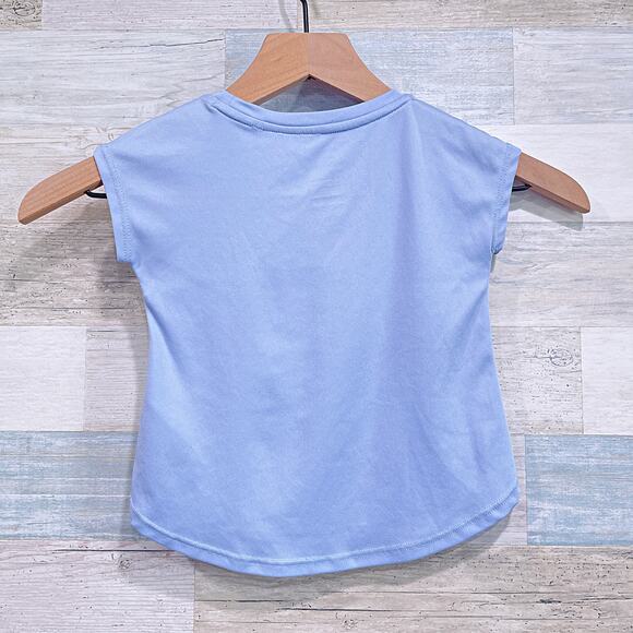 Nike Athletic Cut Curved Hem Tee Blue Performance Jersey Toddler Girl 2T - Picture 3 of 5